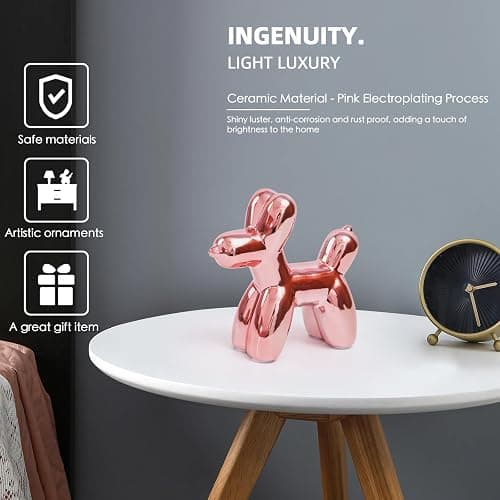 Notakia Cute Ceramics Balloon Dog Statue Crafts Living Room Desktop Decorations,Handmade Modern Small Ceramic Animal Statue Ornament Home Decor Accents thumbnail 9