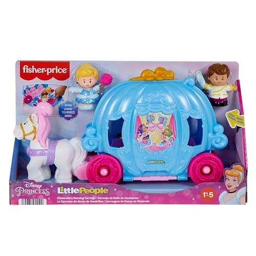 Fisher-Price Little People Toddler Toy Disney Princess Cinderella’s Dancing Carriage Playset with Figures for Pretend Play Ages 18+ Months, HGP76 thumbnail 6