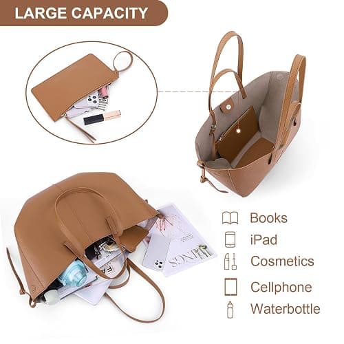 Juoxeepy Work Bag Faux Leather Tote Bag for Women Trendy Handbag Purse Fall Shoulder Bag with Magnetic Closure thumbnail 6