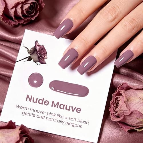 Beetles Purple Gel Nail Polish, 15ml Dark Purple Color Gel, Nude Mauve | Nude Rose Mauve Pink Purple, Elegant Polish for Daily Wear Salon DIY Manicure Glossy Solid Color Soak Off UV LED Nail Art thumbnail 2