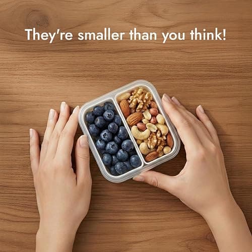 carrotez 2 Compartment Small Snack Containers, Mini Snack Containers for Mini Fridge, Small Divided Food Storage Containers, Airtight Lids, Reusable, 1.1 cup, 2 PACK thumbnail 6