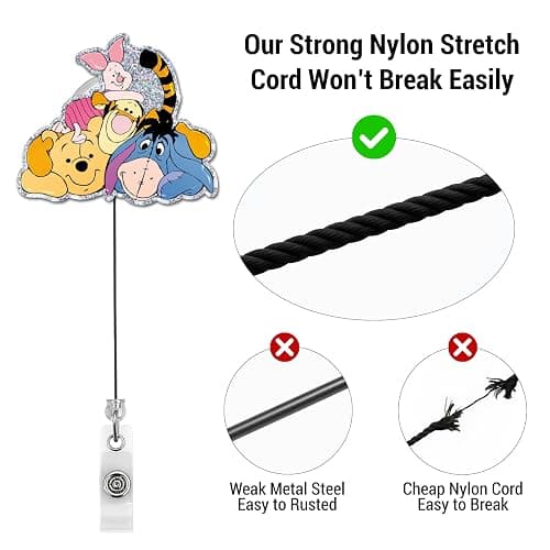 Pooh Bear Badge Reel, Cute Badge Reels Retractable for Nurse Teacher | Doctor Student Office Worker Id Card Decor, Friendship Gifts for Friends thumbnail 3