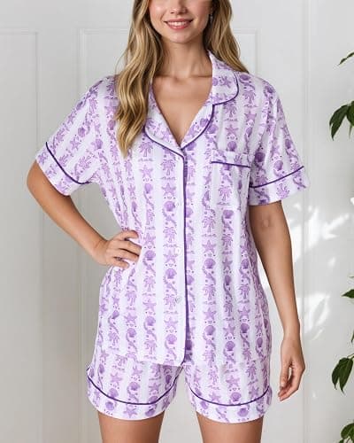 Pajamas for Womens Set Summer 2 Pece Pjs Matching Shorts Set Loungewear Palm Sleepwear for Beach Vacation, Holiday thumbnail 2