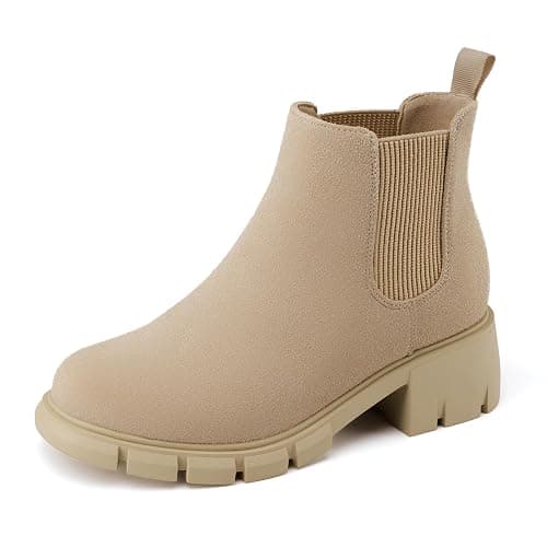 Athlefit Girls Ankle Boots Kids Comfortable Slip on Lug Sole Chelsea Booties for Toddler Little Kid Big Kids - Image 1