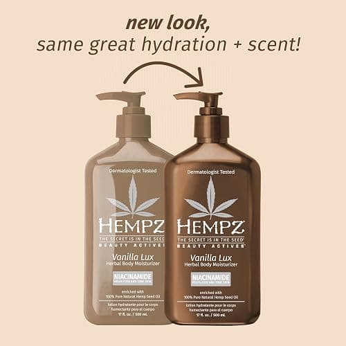 Hempz Vanilla Lux Herbal Body Moisturizer 17 oz. with Niacinamide, NEW LOOK thumbnail 2