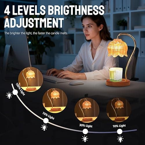 GEEZO Fragrance Candle Warmer Lamp，Electric Candle Warmer with Timer & Dimmer，Mom Christmas Birthday Gifts for Women, House Warming Gifts New Home Bedroom Decor thumbnail 5