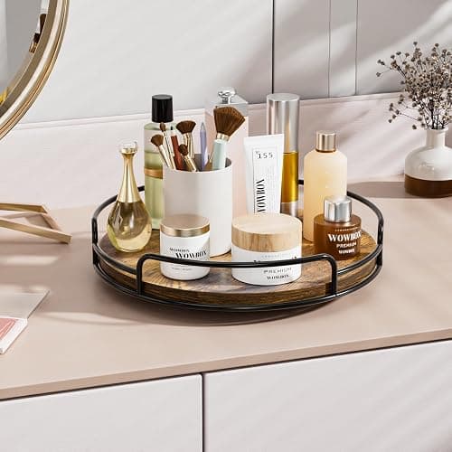 WOWBOX 9" Lazy Susan Organizer for Table Top Rotating Spice Rack Organizations Wood Lazy Susan Turntable Organizer for Cabinet Kitchen Pantry Countertop Bathroom Vanity thumbnail 7