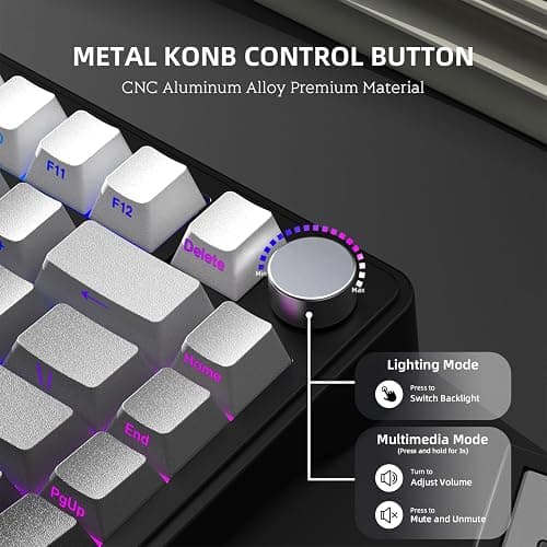A.JAZZ x ATTACK SHARK X85 Gasket Mechanical Keyboard,75% Wireless Gaming Keyboard with Knob,5-Layer Padding,PBT Side-Printed Keycap,BT5.1/2.4Ghz/USB-C Wired,Hot-Swap Linear Switch,RGB,NKRO,for PC,MAC thumbnail 3