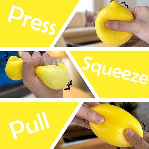 ZTATU Fruit Taba Squishy Fidget Toys for Kids - Realistic Lemon Stress Balls for Adults & Kids Fairly soft Sensory Squish Ball - Stress Relief Toy for Office - Birthday, Christmas, Easter Party Favors thumbnail 4