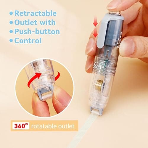 4 Pcs Double Sided Tape Roller with 8 Refills, Retractable Glue Tape Roller, Adhesive Tape Dispenser Runner for Scrapbooking and Crafts, Arts Projects,Gift Wrapping, Photo-Safe thumbnail 5