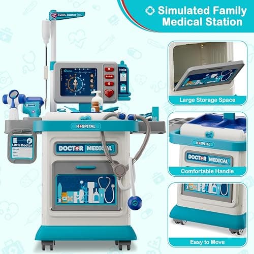 AuroTops Doctor Kit for Toddlers 3-5, 26 Pcs Kids Doctors Play Set | Gifts for 3 Year Old Boys Role Play Toy Medical Cart Doctor Toys Educational Toys for Boys & Girls Birthday Gifts Ages 3-8 thumbnail 3