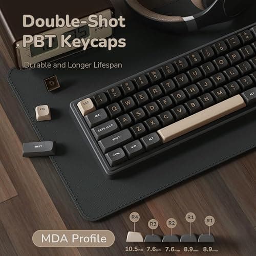 RK ROYAL KLUDGE R65 Wired Gaming Keyboard with Volume Knob, 60% Percent RGB Backlit Mechanical Keyboard Gasket Mount with PBT Keycaps, MDA Profile, QMK/VIA, 66 Keys Hot Swappable Cream Switch, Black thumbnail 4