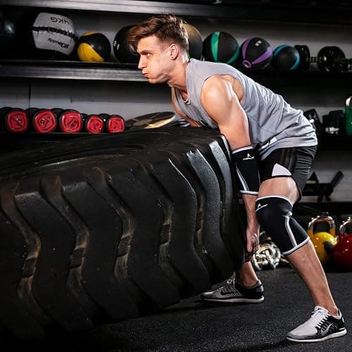 AEOLOS Knee Sleeves (1 Pair)，7mm Compression Knee Braces for Heavy-Lifting,Squats,Gym and Other Sports (Large, Black) thumbnail 7