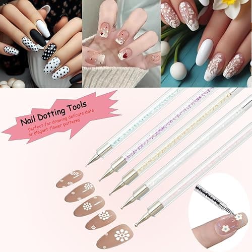 Whmeolyo 11Pcs Nail Art Brush Set, Dual Tipped Silicone Nail Tools, Nail Art Sculpture Pen, Crystal Handle Liner Brushes, Acrylic & Gel Nail Brush, Dotting Pens for Home and Professional Nail Salon thumbnail 6
