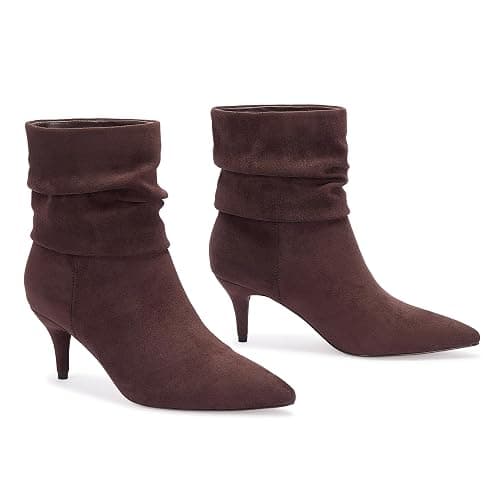 CosyFever Sexy Slouch Ankle Boots for Women with Fashion Mid Stiletto Heels Pointed Toe Bootie thumbnail 4
