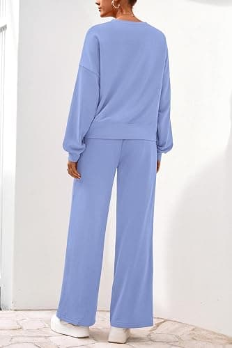PRETTYGARDEN Women 2 Piece Outfits 2025 Fall Sweatsuits Crewneck Sweatshirt Wide Leg Sweatpants Lounge Sets Tracksuit thumbnail 5