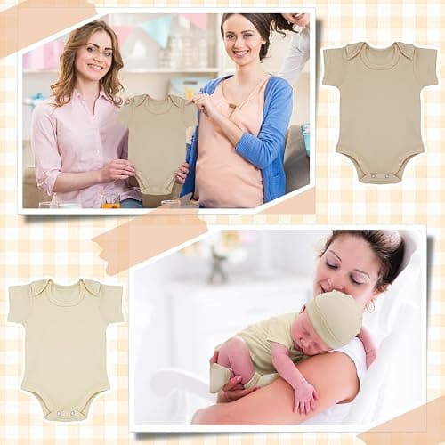 Glitopper 4 Pack Preemie Newborn Layette Set Baby Bodysuit Clothes Hat Bodysuit Socks Set for NICU Newborns thumbnail 6