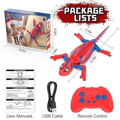 FirYawee Wall Climbing Remote Control Chameleon, Remote Control Robot Kids Toys, 360° Rotating RC Stunt Car with Light, Rechargeable RC Robot Toys for 3-12 Year Old Boys Kids thumbnail 2