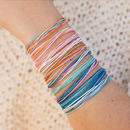 Pura Vida Bracelets Pack Friendship Bracelet Pack - Set of 10 Stackable Bracelets for Women, Handmade Bracelets & Cute Bracelets, Beach Accessoriess - 10 String Bracelets thumbnail 2
