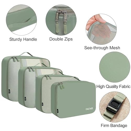 BAGAIL 8 Set Packing Cubes Luggage Packing Organizers for Travel Accessories-Matcha Green thumbnail 4