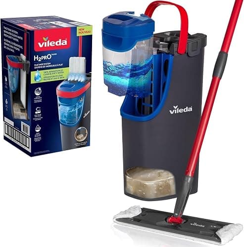 Vileda H2PrO Flat mop system - Revolutionary clean and dirty water separation - Water-saving design - Compact storage - Ergonomic handle - Microfibre power - Can be used one-handed - Image 1