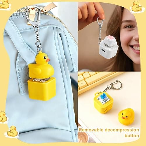 Duckys Quacking Fidget Toy, Rechargeable Keyboard Fidget Toy with Colorful Lights & Sound, Portable Anxiety Relief Fidget Keychain for Bags Purses Backpacks (A-Duck) thumbnail 6