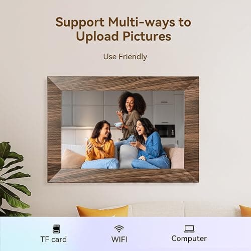 10.1 Inch Digital Picture Frame with 32GB Storage, WiFi Digital Photo Frame 1280x800 HD IPS Touchscreen, Easy Setup for Photo & Video Sharing via Free App, Brown Wood Grain thumbnail 6