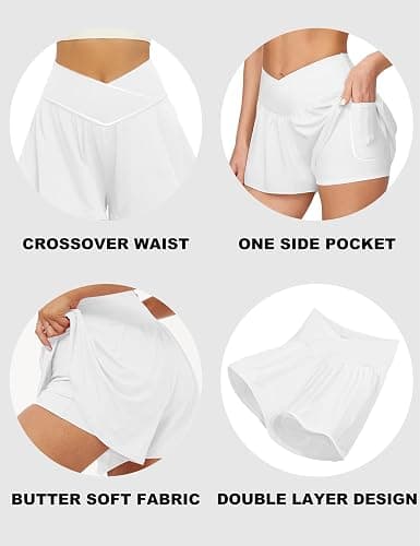 FireSwan Crossover Athletic Shorts for Women 2 in 1 Flowy Running Shorts with Pockets Spandex Butterfly Workout Tennis Skorts thumbnail 4