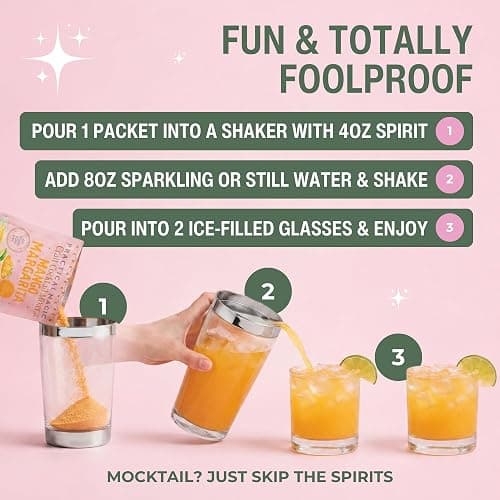Practical Magic Sparkly Cocktail Mixers Variety Pack w/ Edible Glitter for Drinks, Makes 16 Craft Mix Midnight Margarita & Moon Magic Martinis, Shimmer Pearlescent Luster Dust, Non-Alcoholic Mocktails thumbnail 6