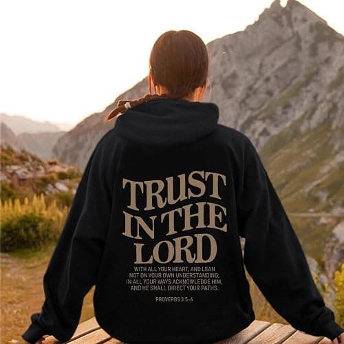 Tuislay Trust In The Lord Graphic Hoodies Christian Faith Sweatshirts For Women Bible Verse Religious Hoodie Pullover Tops thumbnail 2