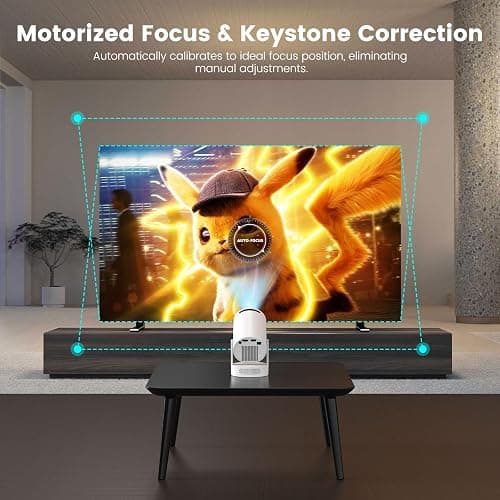 Mini Portable Projector with 4K Support, Bluetooth 5.4 WIFI6, 5watt Sound Base Speaker, 160 ANSI, Android 11, 210° Rotation , Auto Keystone Correction Video Projector HY300 ULTRA thumbnail 3