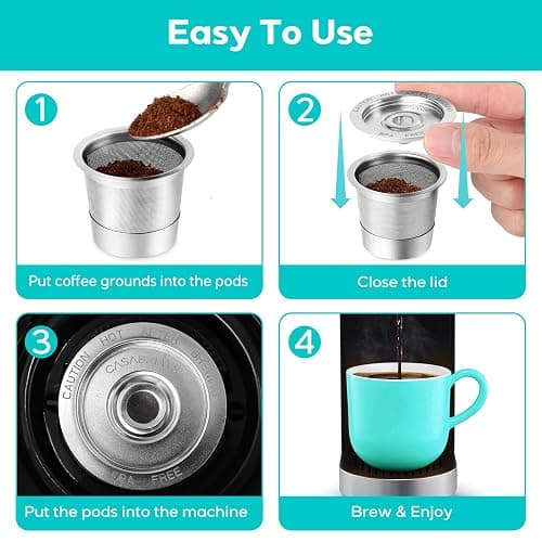 CASABREWS CASKF02 Reusable K Cup Filters, 2 Pack Stainless Steel Refillable Coffee Pods for Keurig 1.0 Brewers, Universal Fit, Eco-Friendly & BPA-Free thumbnail 6