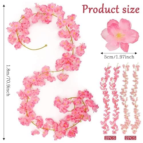 4 StüCk KüNstliche KirschblüTen Girlande Blumenranke,180cm KirschblüTen Deko,KüNstliche Blumengirlande Deko,KüNstliche Blumne KirschblüTen Girlande füR Hochzeit, Party, Haus, Garten Dekoration thumbnail 3