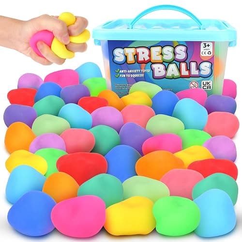 Slow Rising Stress Ball 50 Pack: Mini Squishy Ball for Kids Anxiety Relief, Hand Therapy Sensory Toy, Pull Stretch Fidget Toy, Prize Box Toys for Classroom, Bulk Toy for Teacher, Offices & Group - Image 1