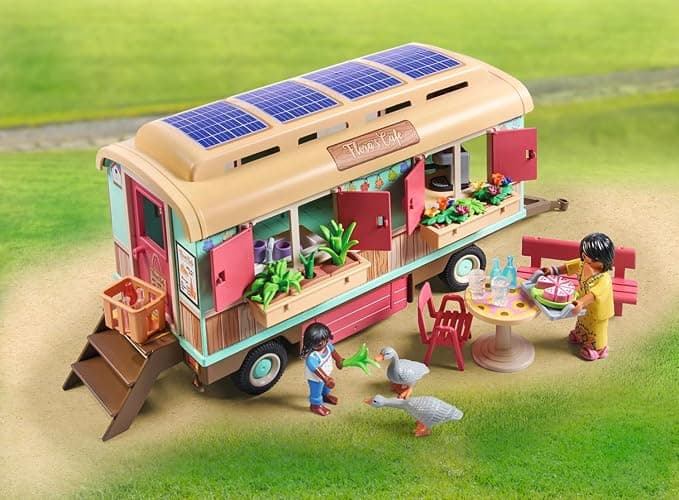 Playmobil 71441 Roulotte café Boutique - Country - avec 4 Animaux et 3 Personnages - Jouet fabriqué avec Plus de 80% de matériaux recyclés ou biosourcés en Moyenne. Dès 4 Ans thumbnail 7