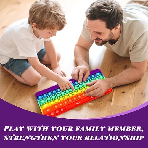 Rainbow Push Bubble Fidget Toys, Keyboard Shape Squeeze Sensory Toys, Anxiety & Stress Reliever Autism Toy for Kids Adults School Classroom Gift Party Favors thumbnail 4