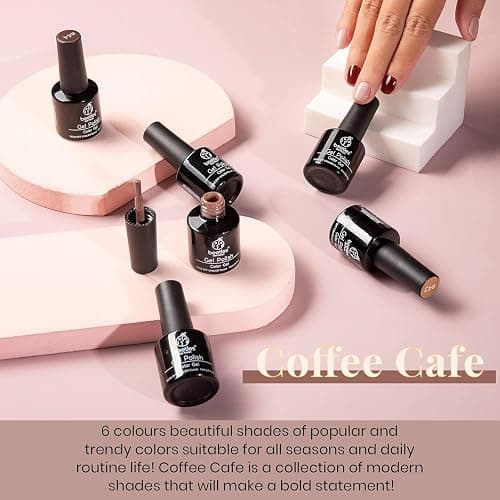 Beetles Winter Gel Polish Colors Brown Beige Mauve Pink Nude White Neutral 6 Colors Gel Nail Polish Set for Nail Art Manicure Soak Off Uv LED Nail Lamp Needed Gifts for Women Coffee Time thumbnail 6