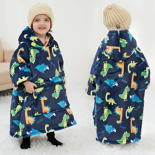 KFUBUO Dinosaur Wearable Blanket Hoodie for Kids Toddlers Sherpa Blanket Sweatshirt with Pocket 2-6 Year Old Boys&Girls Birthday Gifts thumbnail 4