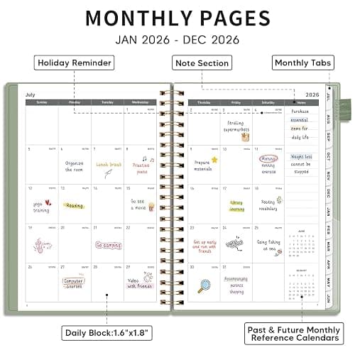 AHGXG Academic Planner 2026-2027, July 2026 - June 2027, Weekly and Monthly, 8.5" x 11", Calendar, Agenda for Women, Teacher, Student, School, 12-Month Tabs (Light Green) thumbnail 4