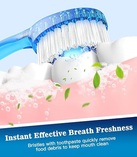Litlcutie 48 Pack 5 in 1 Disposable Mini Toothbrush Travel Set Mint Flavor | Individually Wrapped, Built-in Toothpaste, Floss, Tooth Pick, Tongue Scraper, Portable for Kids Adults thumbnail 4
