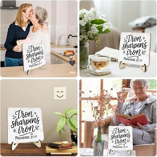 Christian Gifts Desk Decor Rustic Wood Sign, Faith Religious Gifts Bible Verse Quotes Inspirational Desk Accessories for Home Bedroom Office Decor Office Accessories Decorative Table Wooden Sign 14 thumbnail 5