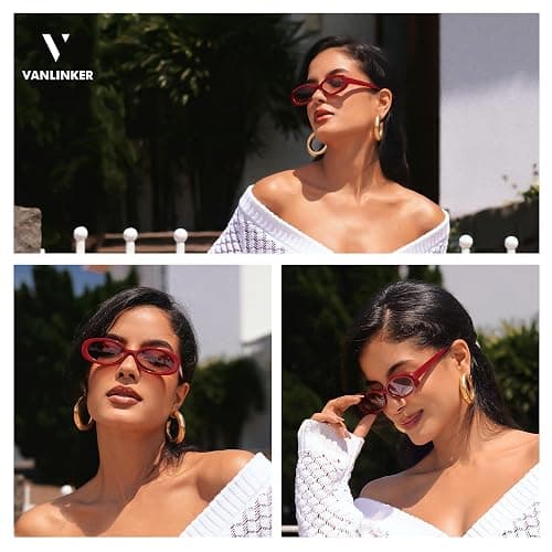 VANLINKER Polarized Retro Oval Sunglasses for Women and Men Small 90s Style VL9580 thumbnail 3