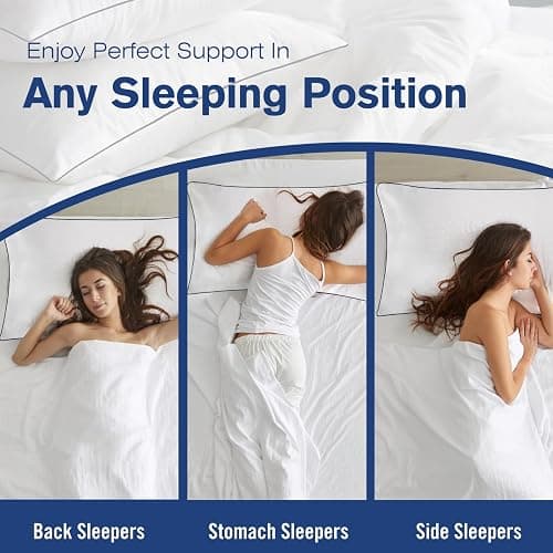 Higoom Standard Size Bed Pillows for Sleeping 4 Pack,Luxury Hotel Pillows,Comfortable and Supportive,Machine Washable,Suitable for Stomach,Back and Side Sleepers. thumbnail 7