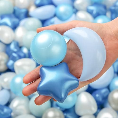 TRENDPLAY Star Ball Pit Balls Set: Vibrant Mix of Shapes - 50 100 200 500 Mix Stars Moon Shapes for Kids, Perfect for Parties, Playtime thumbnail 5