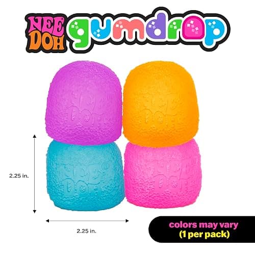 Schylling NeeDoh Gumdrop Squishy Fidget Toy - Sweetie-Themed Nee Doh Stress Ball, Kids Sensory Toys For Anxiety Relief, Safe Non-Toxic Dough Material, 1 Colour Picked At Random thumbnail 2