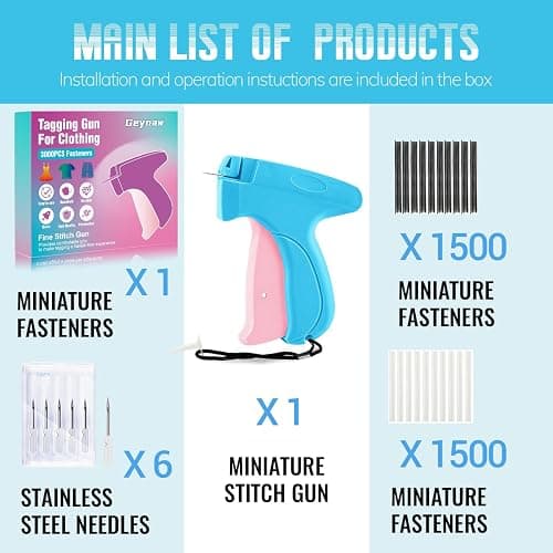 Stitch Gun for Clothes - Stitchy Tagging Gun for Clothing, Handheld Stitch Gun Quick Clothing Fixer, Sewing Kit Includes 6 Needle，3000 Fasteners(1500 Black & 1500 White) thumbnail 5