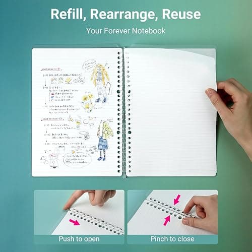Kokuyo Campus 3 Pack Spiral Binder Notebooks, B5 Refillable Notebooks Smart Ring Binder 25 Sheets Capacity Each, with 100 Sheets 6mm Dot Ruled Filler Paper, Ideal for Work, Study & Journal,Vivid Color thumbnail 5