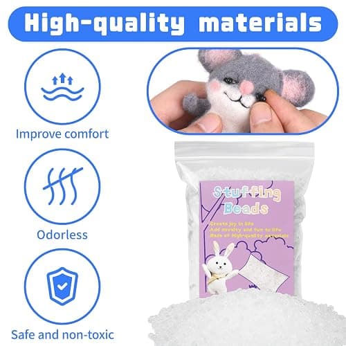 FTEVEN 150g/5.29oz Weighted Stuffing Beads, Poly Pellets Weighted Beads | Premium Plastic Weight Stuffed Beads, Weighted Stuffing Bead with Black Eyes for Stuffed Animals, Bean Bags DIY Crafts thumbnail 3