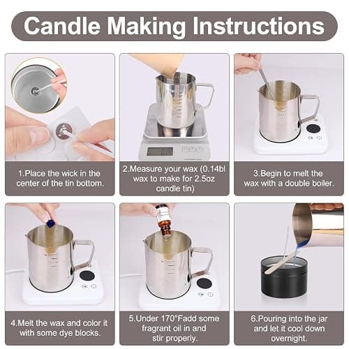 Candle Making Kit for Adults Beginners, Candle Making Supplies Accessory, DIY Scented Candle Set with Beeswax, Essential Oil, Wicks, Wax Melting Pot, Moulds, Candle Jars, Dye, Make Your Own Candles thumbnail 5