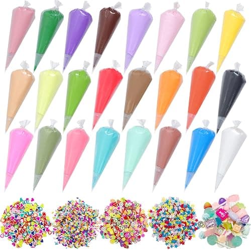 24PCS 100g Cream Kit Fake Whipped Cream Glue Clay Summer Craft DIY Decorations Rainbow Themed Cream DIY Making Art Craft Kit for Handmade Phone Case Mirror Jewelry Accessories - Image 1